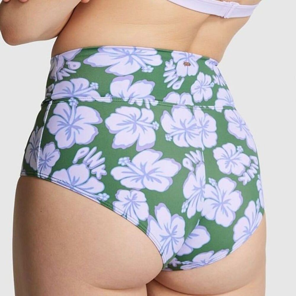 Pink Victoria's Secret NWT Sz XL Forest Pine Hibiscus High Waist Swim Bottom